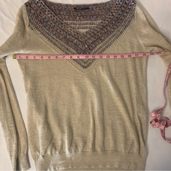 Theyskens Theory 100% Linen Chain Knit V-Neck Pullover Sweater Size Small - Picture 3 of 10